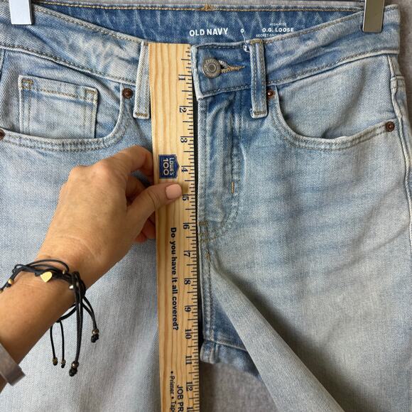Old Navy High Rise Mom Jeans 27” Light Wash Relaxed Straight Leg Casual Boho New - Picture 7 of 13